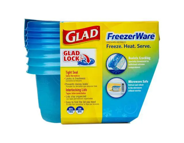 Alt view image 6 of 6 - GladWare FreezerWare Food Storage Containers with Lids, Small Rectangle BPA Free Plastic for Freezing Soups and Meal Prep, Crack Resistant, Microwave Dishwasher Safe, 24 Oz, 4 Count