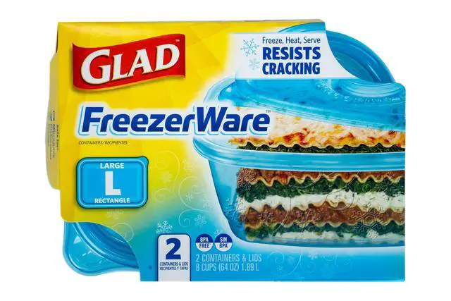 Alt view image 3 of 6 - GladWare FreezerWare Food Storage Containers with Lids, Large Rectangle BPA Free Plastic for Freezing Soups Meals and Batch Cooking, Crack Resistant, Microwave Dishwasher Safe, 64 Oz, 2 Count