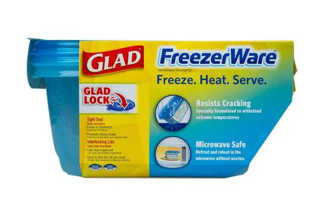 Alt view image 6 of 6 - GladWare FreezerWare Food Storage Containers with Lids, Large Rectangle BPA Free Plastic for Freezing Soups Meals and Batch Cooking, Crack Resistant, Microwave Dishwasher Safe, 64 Oz, 2 Count