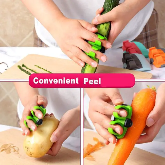 Alt view image 3 of 6 - 4 Pieces Finger Vegetable Palm Peeler Kitchen Fruit Potato Peeler with Comfortable Rubber Finger Grip For Pumpkin Carrot Cucumber Potato