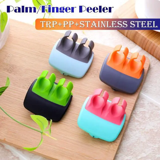 Alt view image 4 of 6 - 4 Pieces Finger Vegetable Palm Peeler Kitchen Fruit Potato Peeler with Comfortable Rubber Finger Grip For Pumpkin Carrot Cucumber Potato