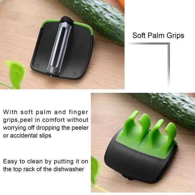 Alt view image 5 of 6 - 4 Pieces Finger Vegetable Palm Peeler Kitchen Fruit Potato Peeler with Comfortable Rubber Finger Grip For Pumpkin Carrot Cucumber Potato