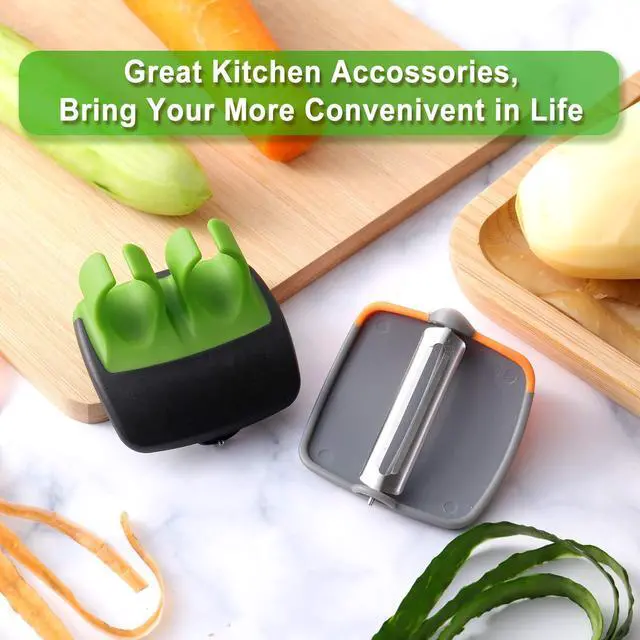 Alt view image 6 of 6 - 4 Pieces Finger Vegetable Palm Peeler Kitchen Fruit Potato Peeler with Comfortable Rubber Finger Grip For Pumpkin Carrot Cucumber Potato