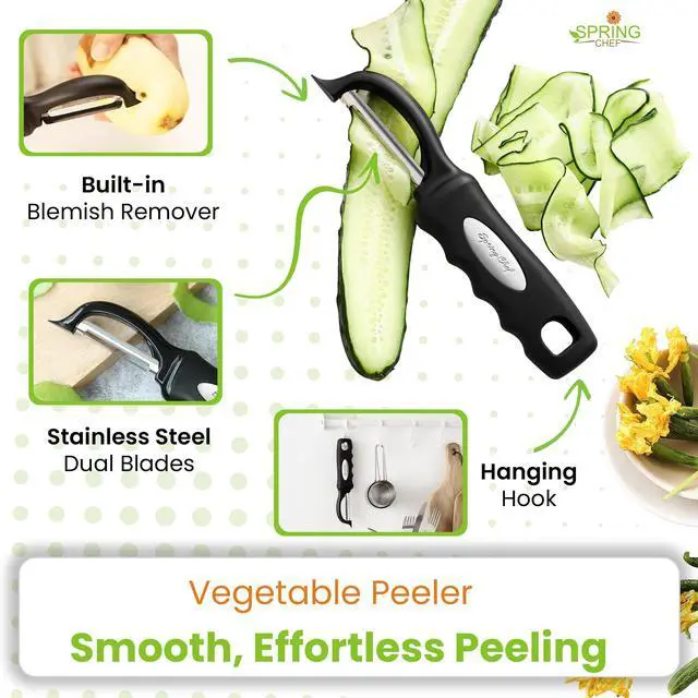 Alt view image 4 of 7 - Stainless Steel Premium Vegetable Peeler with Potato Masher, Soft Grip Handle Metal Food Peeler and Masher for Fruit & Vegetables
