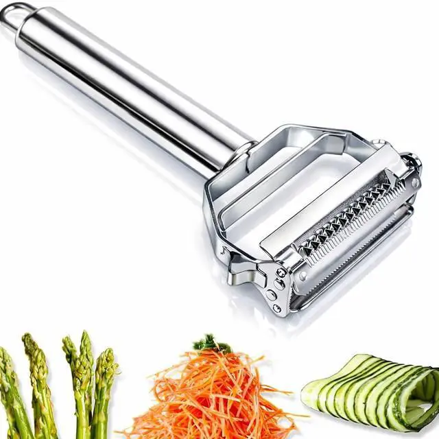 Main image of Julienne Peeler, Stainless Steel Vegetable Peeler, Double-Sided Blade Vegetable Julienne Cutter and Fruit Slicer, Dual Blade Multifunction Potato Peeler