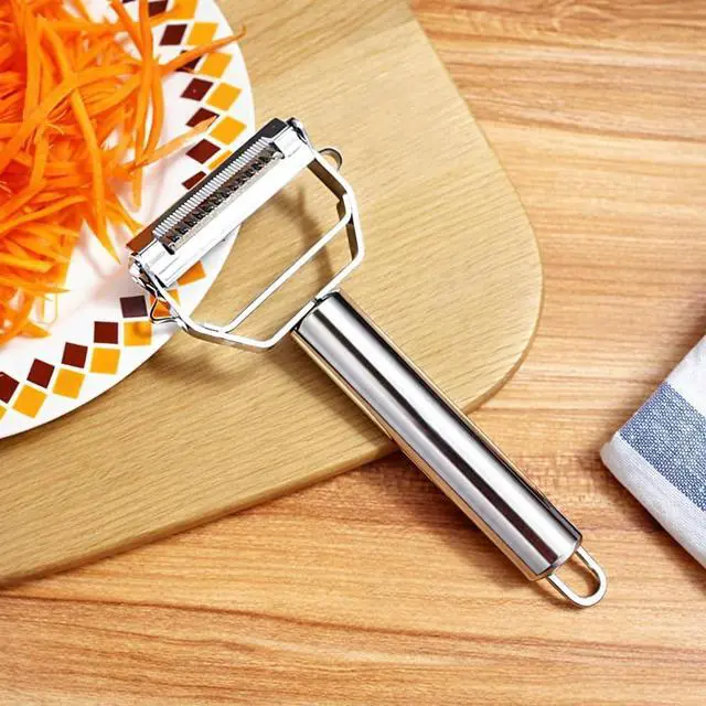 Alt view image 3 of 7 - Julienne Peeler, Stainless Steel Vegetable Peeler, Double-Sided Blade Vegetable Julienne Cutter and Fruit Slicer, Dual Blade Multifunction Potato Peeler