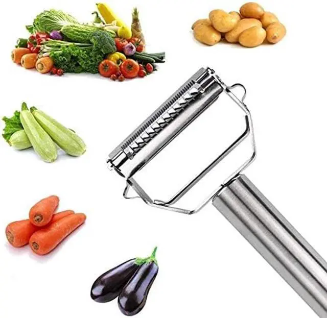 Alt view image 7 of 7 - Julienne Peeler, Stainless Steel Vegetable Peeler, Double-Sided Blade Vegetable Julienne Cutter and Fruit Slicer, Dual Blade Multifunction Potato Peeler