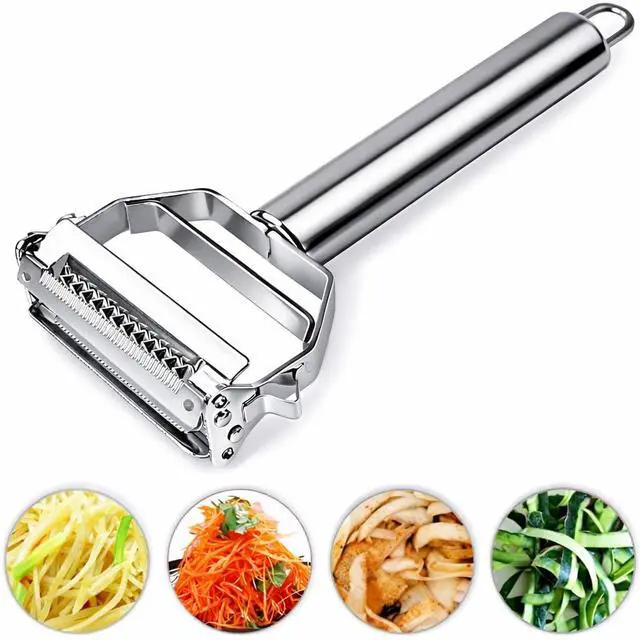 Alt view image 6 of 7 - Julienne Peeler, Stainless Steel Vegetable Peeler, Double-Sided Blade Vegetable Julienne Cutter and Fruit Slicer, Dual Blade Multifunction Potato Peeler