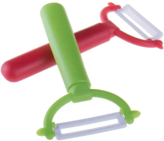 Main image of 2 Premium Ceramic Blade Vegetable Peelers for Carrot, Potato, Zucchini, Cucumbers & Veggie Slicing, Shave Hard Cheese Easily. Thick Noodles & Fun Curls.