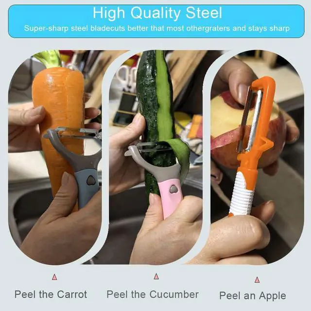 Alt view image 3 of 5 - 3Pack Carrots Potato Vegetable Peelers for Kitchen fruit Y Peeler for Apples with Carbon Steel Blade