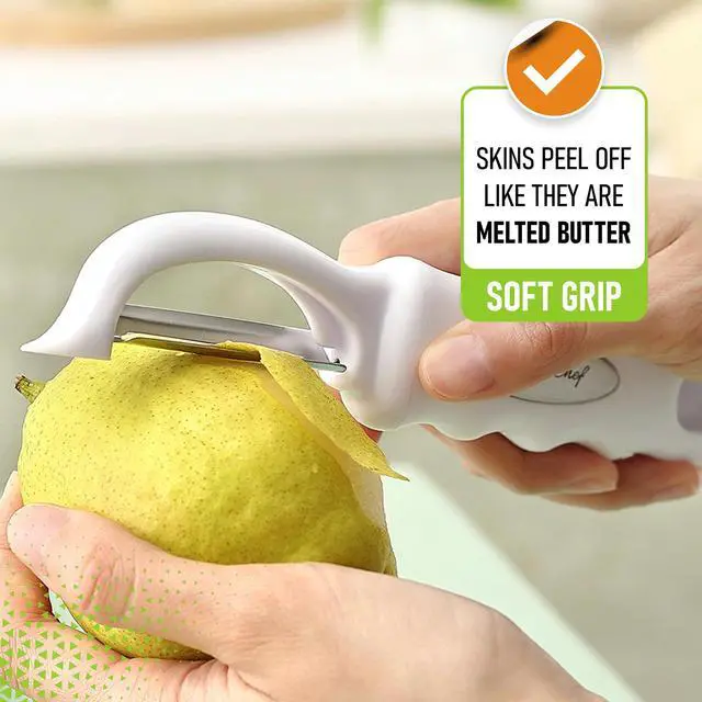 Alt view image 4 of 7 - Premium Swivel Vegetable Peeler, Comfrotable Handle and Ultra Sharp Stainless Steel Blades - Perfect Kitchen Peeler For Veggie, Fruit, Potato, Carrot, Apple - White