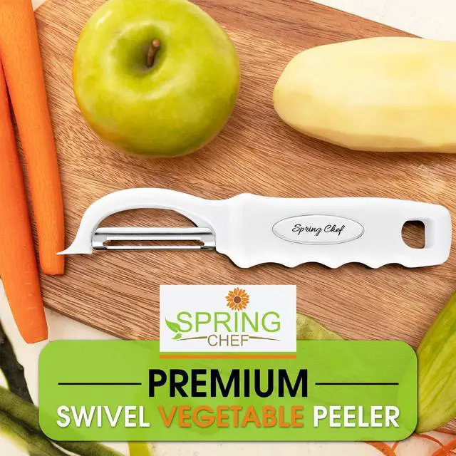 Alt view image 7 of 7 - Premium Swivel Vegetable Peeler, Comfrotable Handle and Ultra Sharp Stainless Steel Blades - Perfect Kitchen Peeler For Veggie, Fruit, Potato, Carrot, Apple - White