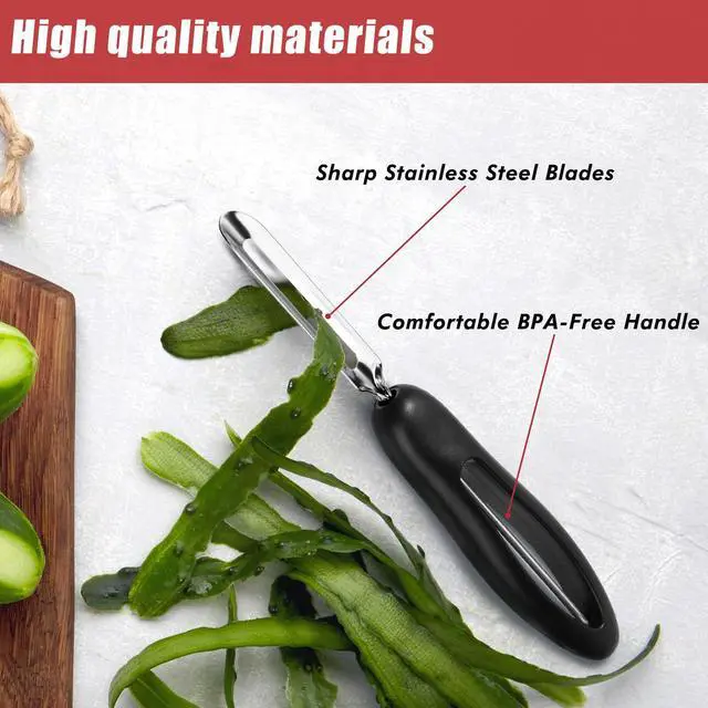 Alt view image 2 of 7 - #1071 Vegetable Peeler, Stainless Steel Fruit Potato Peeler, Swivel Vegetable Peeler with Easy Grip Ergonomic Handle & Ultra Sharp Stainless Steel Blades, 7 1/4 Inch Black