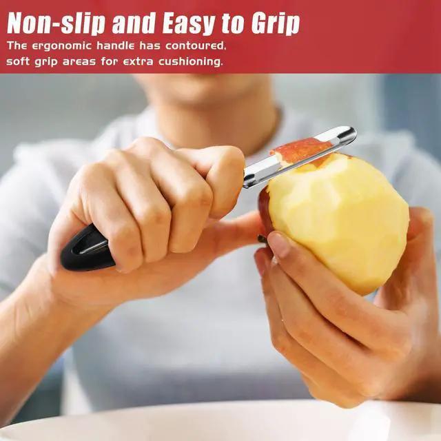 Alt view image 5 of 7 - #1071 Vegetable Peeler, Stainless Steel Fruit Potato Peeler, Swivel Vegetable Peeler with Easy Grip Ergonomic Handle & Ultra Sharp Stainless Steel Blades, 7 1/4 Inch Black