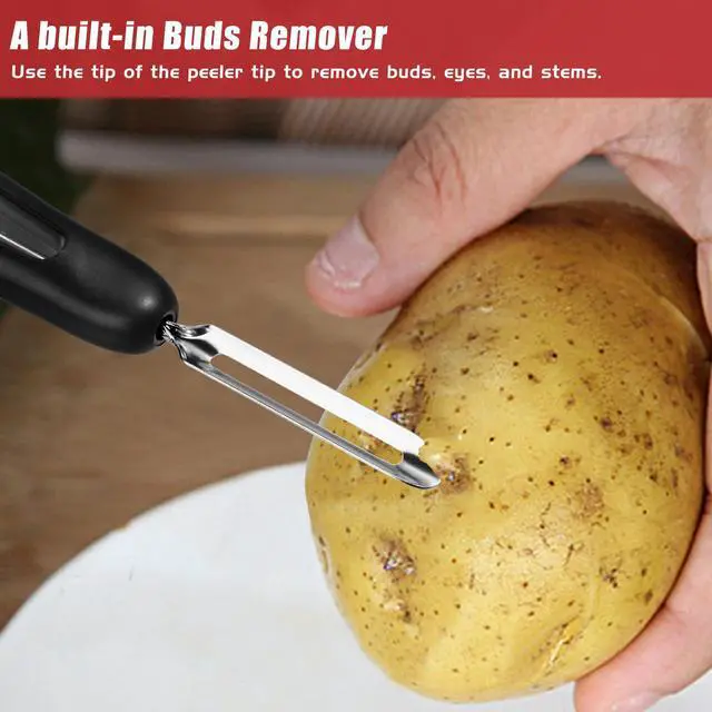 Alt view image 7 of 7 - #1071 Vegetable Peeler, Stainless Steel Fruit Potato Peeler, Swivel Vegetable Peeler with Easy Grip Ergonomic Handle & Ultra Sharp Stainless Steel Blades, 7 1/4 Inch Black