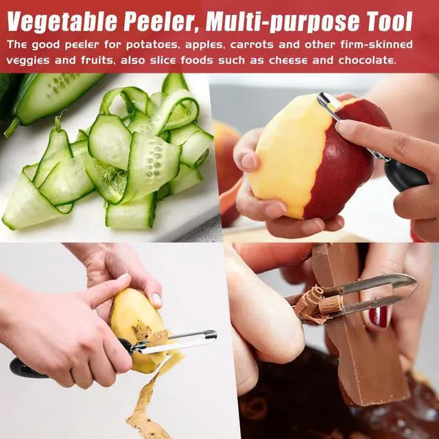 Alt view image 6 of 7 - #1071 Vegetable Peeler, Stainless Steel Fruit Potato Peeler, Swivel Vegetable Peeler with Easy Grip Ergonomic Handle & Ultra Sharp Stainless Steel Blades, 7 1/4 Inch Black