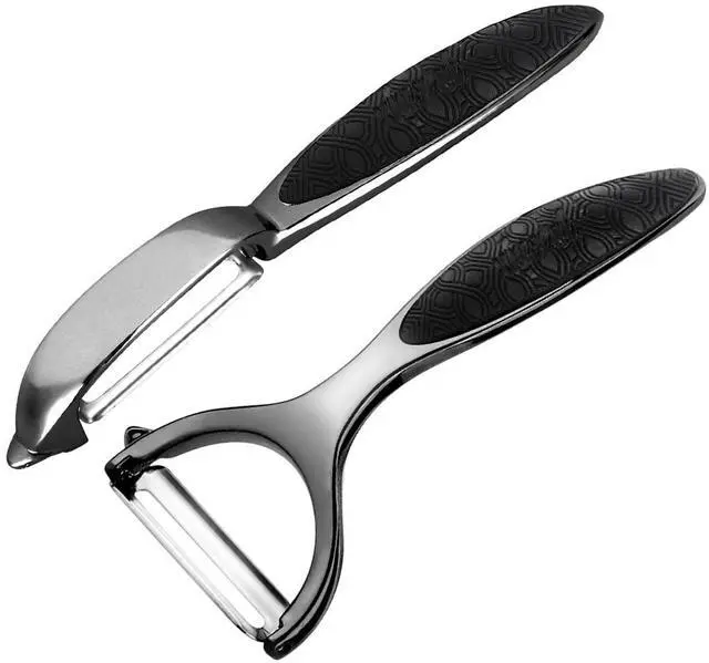 Main image of Vegetable Peeler, Potato Peelers for Kitchen Stainless Steel Multi-function Set Fruit Peeler For Kitchen and Household Tools Y & I Shape Swivel Blades for Fruit Vegetables(Black)