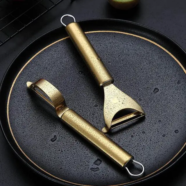 Alt view image 3 of 7 - Gold Potato Vegetable And Fruit Peelers For Kitchen, Kyraton Titanium Gold Plating Stainless Steel Peelers,Sharp Blade And Ergonomic Non Slip Easy To Grip Set Of 2
