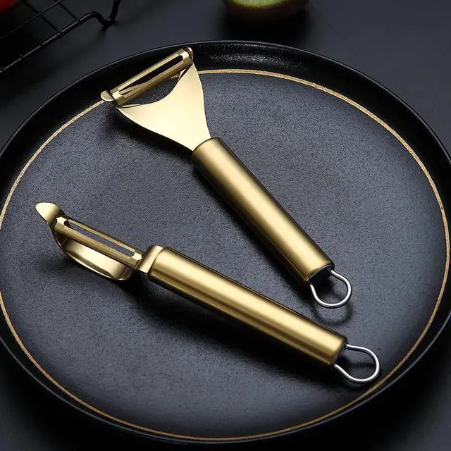 Alt view image 4 of 7 - Gold Potato Vegetable And Fruit Peelers For Kitchen, Kyraton Titanium Gold Plating Stainless Steel Peelers,Sharp Blade And Ergonomic Non Slip Easy To Grip Set Of 2