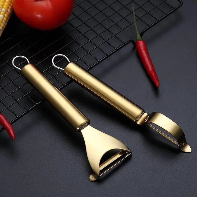 Alt view image 6 of 7 - Gold Potato Vegetable And Fruit Peelers For Kitchen, Kyraton Titanium Gold Plating Stainless Steel Peelers,Sharp Blade And Ergonomic Non Slip Easy To Grip Set Of 2
