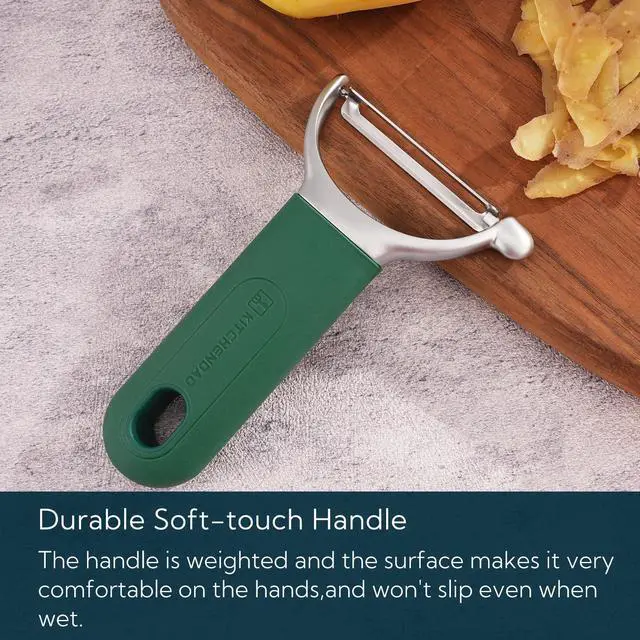Alt view image 5 of 7 - Swivel Vegetable Potato Peeler for Kitchen, Japanese Stainless Steel Sharp Blade, Heavy Duty Die-cast Construction Y Peeler, Built-in Eye Remover, Soft-touch Handle, Dishwasher Safe, Green