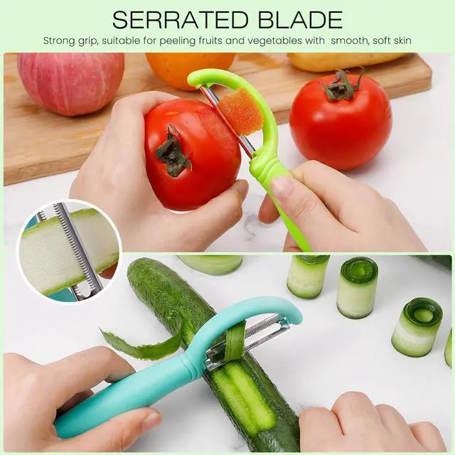 Alt view image 3 of 7 - Upgrade Potato Peeler for Kitchen, 6PCS Stainless Steel Vegetable Peeler, I and Y Veggie Food Peeler for Apple Fruit Carrot Zucchini Cucumber,Good Grip Makes Peeling Very Easy
