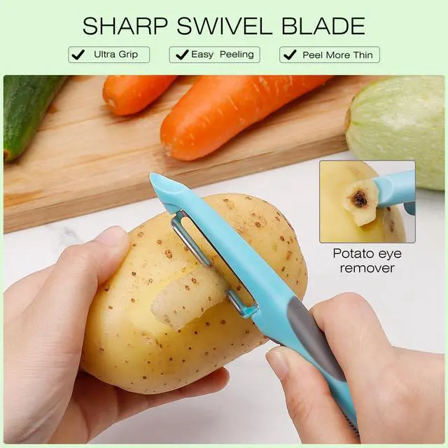 Alt view image 4 of 7 - Upgrade Potato Peeler for Kitchen, 6PCS Stainless Steel Vegetable Peeler, I and Y Veggie Food Peeler for Apple Fruit Carrot Zucchini Cucumber,Good Grip Makes Peeling Very Easy