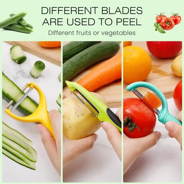 Alt view image 6 of 7 - Upgrade Potato Peeler for Kitchen, 6PCS Stainless Steel Vegetable Peeler, I and Y Veggie Food Peeler for Apple Fruit Carrot Zucchini Cucumber,Good Grip Makes Peeling Very Easy