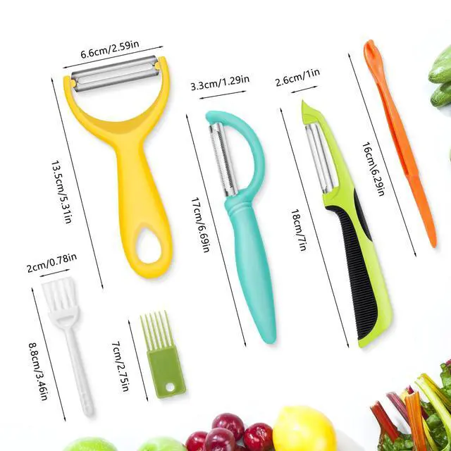 Alt view image 5 of 7 - Upgrade Potato Peeler for Kitchen, 6PCS Stainless Steel Vegetable Peeler, I and Y Veggie Food Peeler for Apple Fruit Carrot Zucchini Cucumber,Good Grip Makes Peeling Very Easy