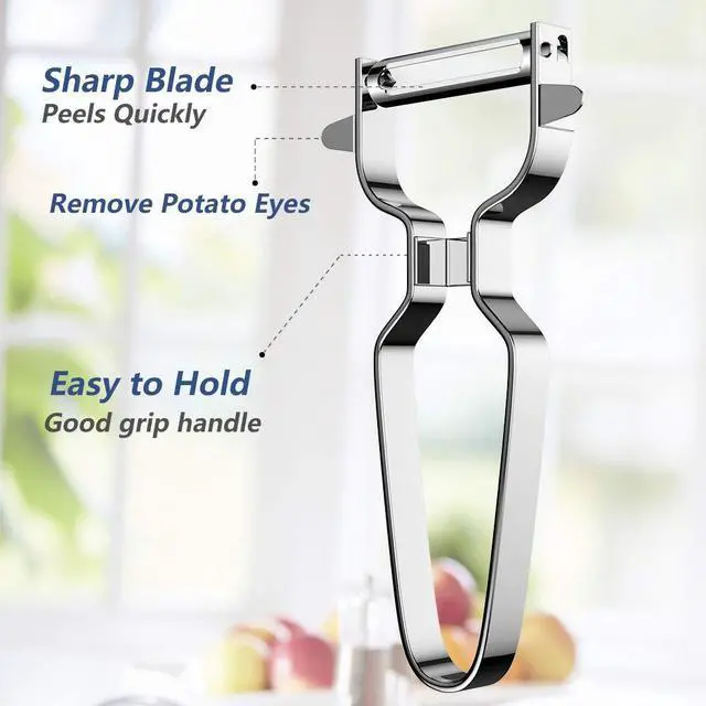 Alt view image 2 of 6 - 2 Pack Vegetable Peeler Stainless Steel for Kitchen - Y Peeler Safe to Use, Veggie Potato Fruit Carrot Cucumber Peeler, Easy to Peel & Clean