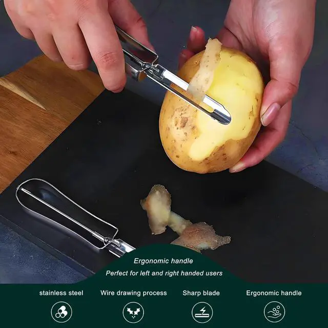 Alt view image 2 of 7 - Potato Peelers for Kitchen, 2 Pcs, Just Like Mom's old steel Peeler