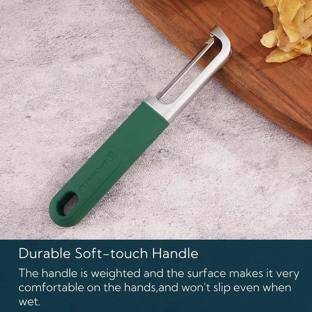 Alt view image 5 of 7 - Swivel Vegetable Potato Peeler for Kitchen, Japanese Stainless Steel Sharp Blade, Heavy Duty Die-cast Construction, Built-in Eye Remover, Soft-touch Handle, Dishwasher Safe, Green