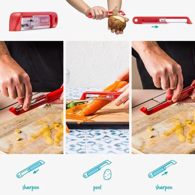 Alt view image 3 of 7 - Sharple Self-Sharpening Vegetable Peeler - Red
