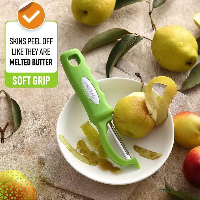 Alt view image 4 of 7 - Premium Swivel Vegetable Peeler, Soft Grip Handle and Ultra Sharp Stainless Steel Blades - Perfect Kitchen Peeler For Veggie, Fruit, Potato, Carrot, Apple - Green