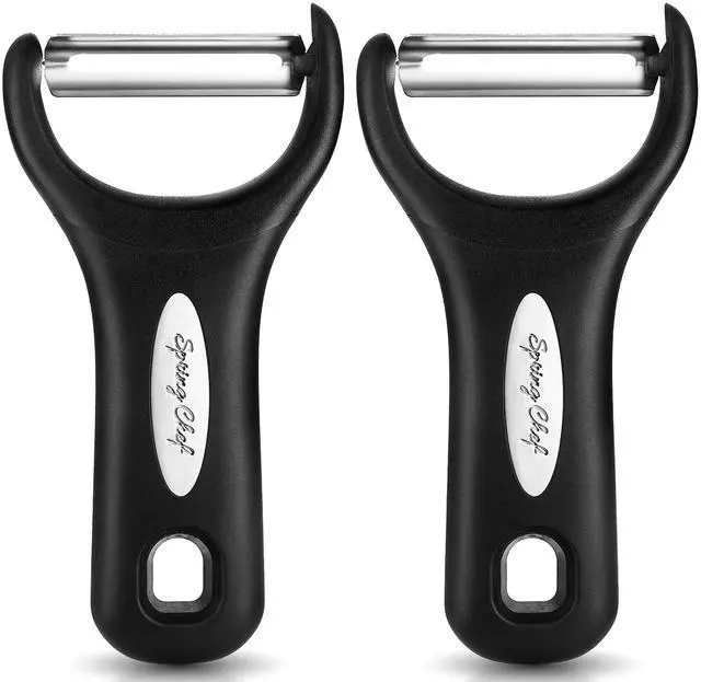Main image of Stainless Steel Vegetable Y Peeler for Kitchen, Dishwasher Safe Potato Peelers with Ultra Sharp Blades & Soft Grip Handle, Perfect for Apple, Carrot, Cucumber, Veggie - Set of 2 - Black