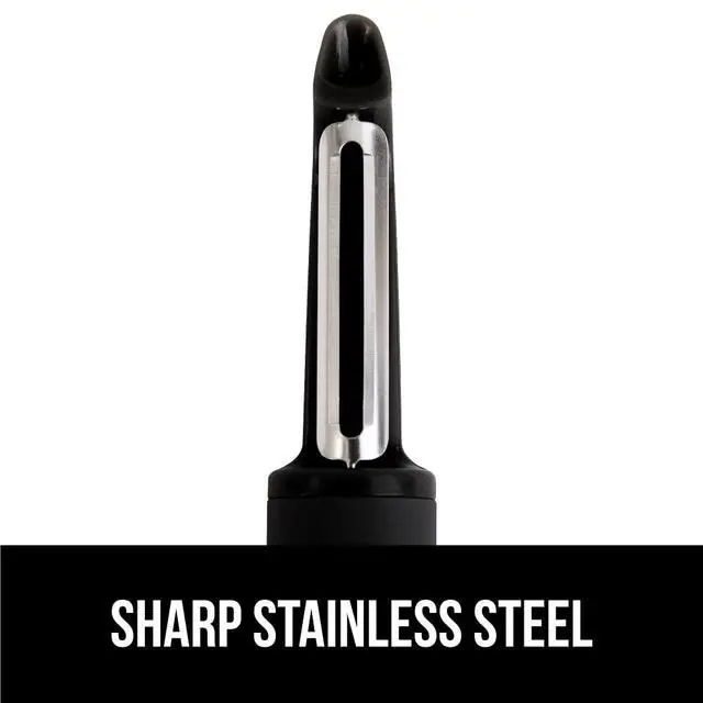Alt view image 3 of 7 - Patented BPA-Free Vegetable Peeler, Extra Sharp Swivel Stainless Steel Blades with Guard, Comfortable Soft Handle, Easily Peel Carrots or Fruit, Potato Eye Remover, Washer Safe, Black