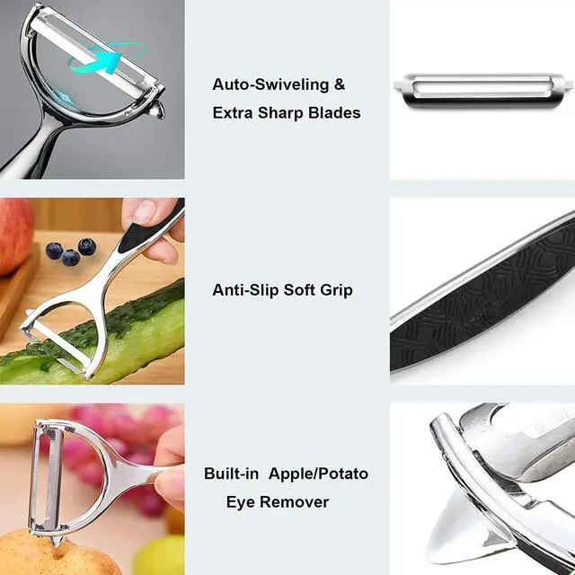 Alt view image 3 of 5 - Vegetable peelers for Kitchen, Y shaped peeler for Vegetables, Fruits, Potatoes with Ergonomic Grip, 1 Pack