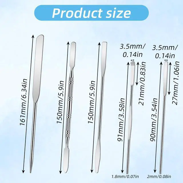 Alt view image 2 of 7 - 5 Pcs Metal Spatula Set, Stainless Steel Lab Spatula, Double-Ended Micro Spatulas for Lab Spatulas Sampling and Mixing