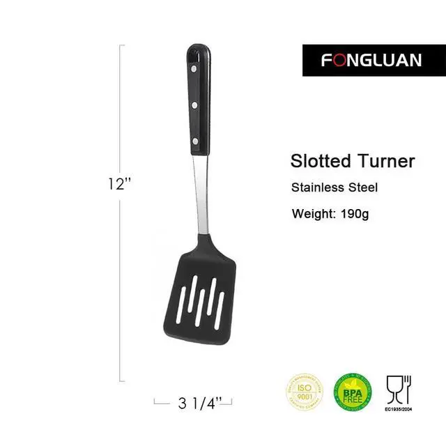 Alt view image 2 of 6 - Stainless Steel Cooking Slotted Turner With Heat-resistant BPA-free nylon head Safe for Non-Stick Cookware POM Handles Heavy Duty Kitchen Spatulas For Serving