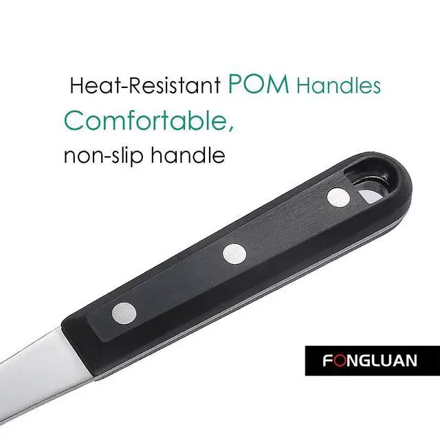 Alt view image 4 of 6 - Stainless Steel Cooking Slotted Turner With Heat-resistant BPA-free nylon head Safe for Non-Stick Cookware POM Handles Heavy Duty Kitchen Spatulas For Serving