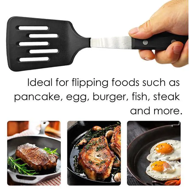 Alt view image 6 of 6 - Stainless Steel Cooking Slotted Turner With Heat-resistant BPA-free nylon head Safe for Non-Stick Cookware POM Handles Heavy Duty Kitchen Spatulas For Serving