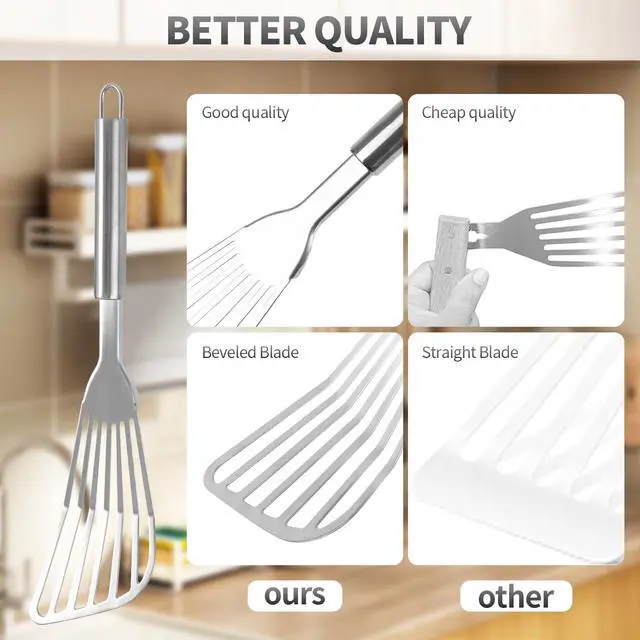 Alt view image 6 of 7 - 2Pack Fish Spatula Stainless Steel,Premium Fish Turner Spatula,Flexible Barbecue Turner,Metal Slotted Spatula For Flipping Fish Egg Patties Fries Pancake Steak