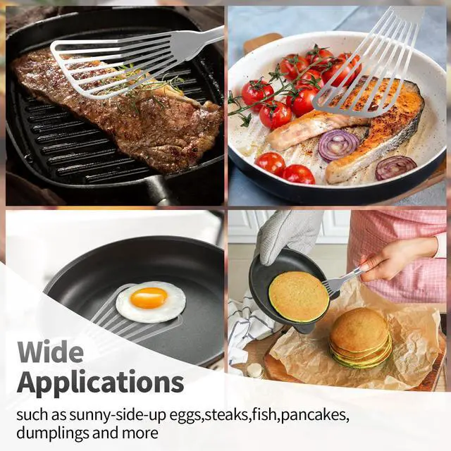 Alt view image 7 of 7 - 2Pack Fish Spatula Stainless Steel,Premium Fish Turner Spatula,Flexible Barbecue Turner,Metal Slotted Spatula For Flipping Fish Egg Patties Fries Pancake Steak