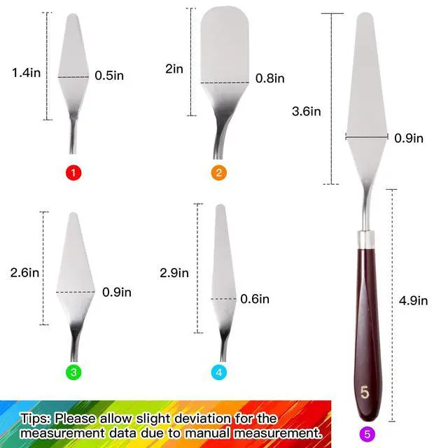 Alt view image 4 of 7 - 10PCS Palette Knife, Stainless Steel Painting Knife Set, Flexible Spatula Pallet Knife, Metal Artist Knives, Oil Painting Accessories Color Mixing Scraper for Oil, Canvas, Acrylic Painting
