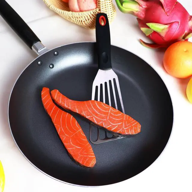 Alt view image 4 of 7 - Spatula Set Stainless Steel Kitchen Metal Spatula for Cast Iron Skillet with Silicone Handle, Fish Spatula Turner Flipper for Pancake Burger Egg Cooking Spatulas BBQ Grill Griddle