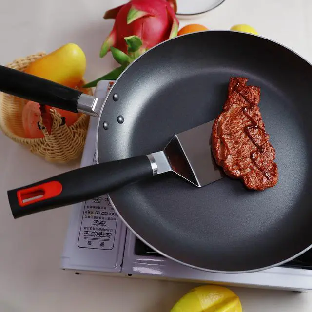 Alt view image 6 of 7 - Spatula Set Stainless Steel Kitchen Metal Spatula for Cast Iron Skillet with Silicone Handle, Fish Spatula Turner Flipper for Pancake Burger Egg Cooking Spatulas BBQ Grill Griddle