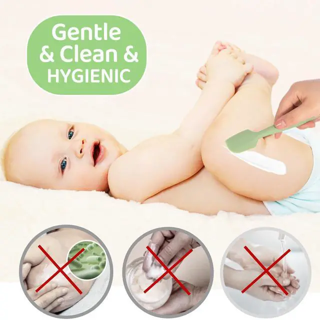 Alt view image 3 of 7 - Baby Diaper Cream Spatula 3 Pack Diaper Spatulas Soft Silicone Diaper Cream Applicator Baby Butt Paste Spatula Brush with Suction Base,Full Size(Gray+Off-white+Green
