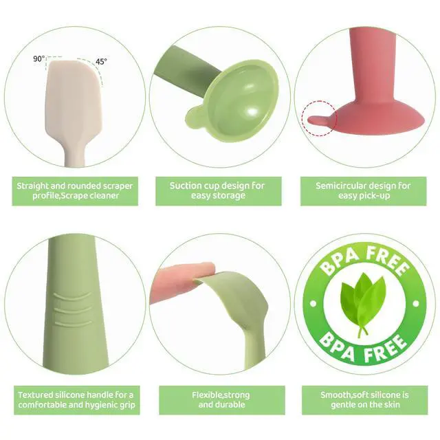 Alt view image 5 of 7 - Baby Diaper Cream Spatula 3 Pack Diaper Spatulas Soft Silicone Diaper Cream Applicator Baby Butt Paste Spatula Brush with Suction Base,Full Size(Gray+Off-white+Green