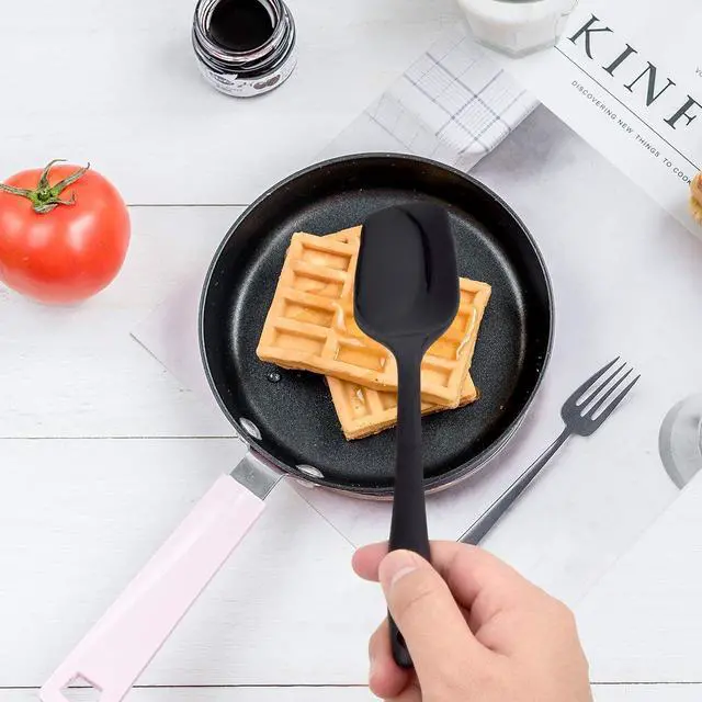 Alt view image 2 of 7 - 600 Heat Resistant BPA-Free Silicone Rubber Spatula Set,Kitchen Cooking Spatulas, Baking, Mixing for Non Stick Cookware, Dishwasher Safe, Black Set of 5