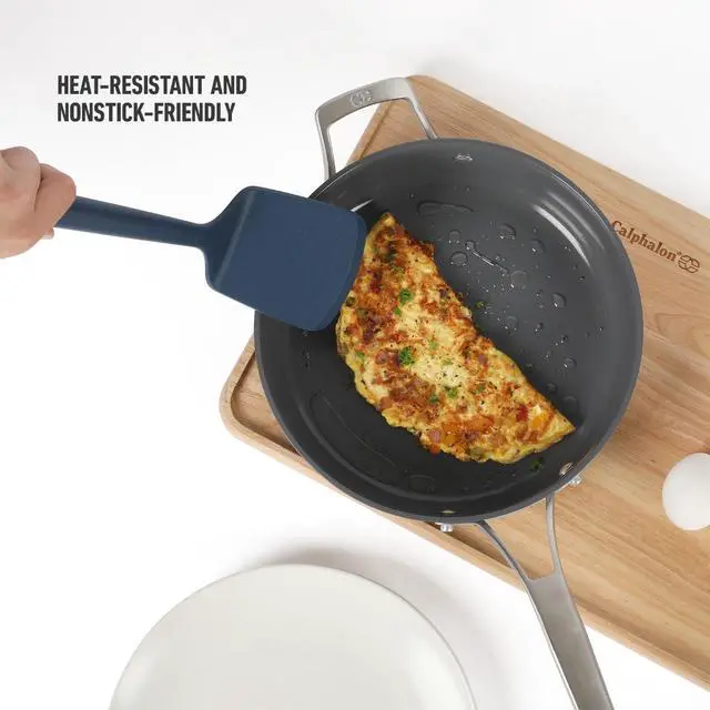Alt view image 3 of 7 - Edge Silicone Turner, Flexible Silicone Cooking Spatula with Reinforced Core, Heat-Resistant Nonstick-Safe Turner for Flipping & Cooking, Navy